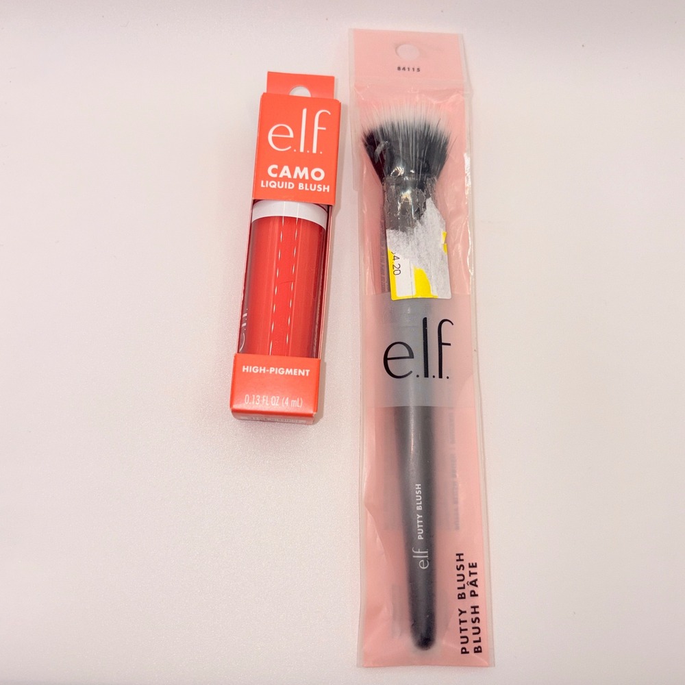 e.l.f. Camo Liquid Blush Coral Crush & Putty Blush Brush Set NEW